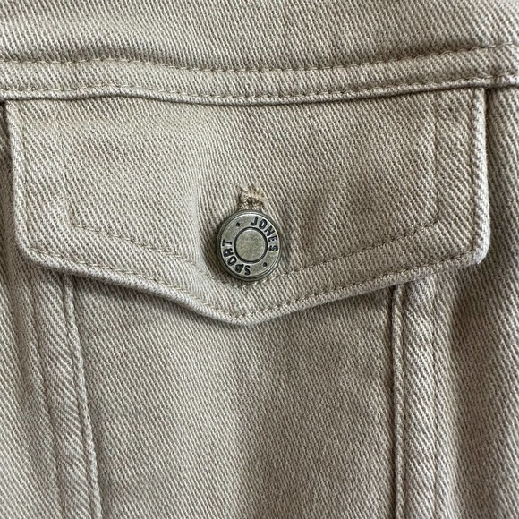 EUC, Jones Sport Women's Tan Sz Small Long Sleeve Metal Button Jacket w/stretch - Picture 6 of 15